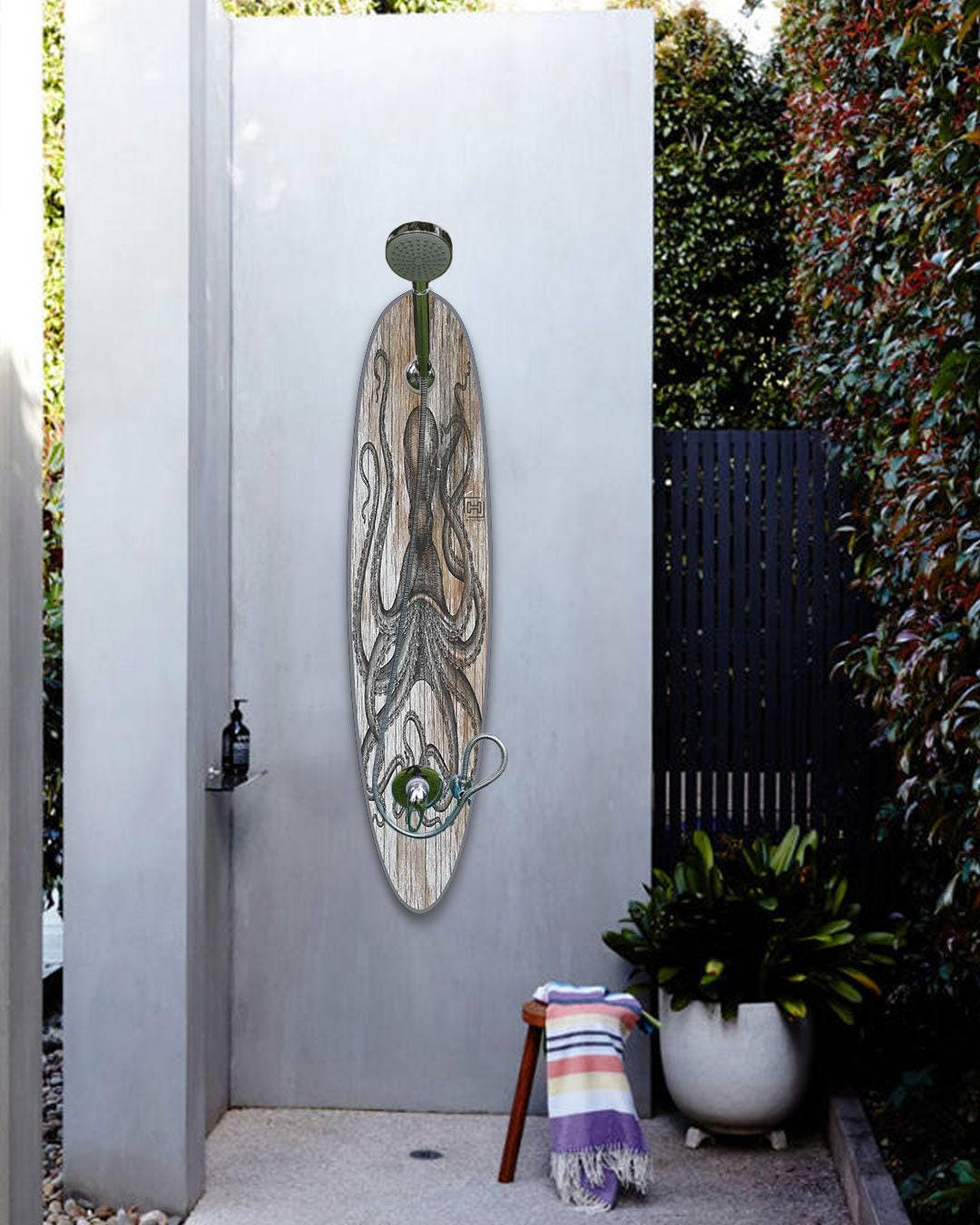 Surfboard Shower Panel – Retro Beach Design