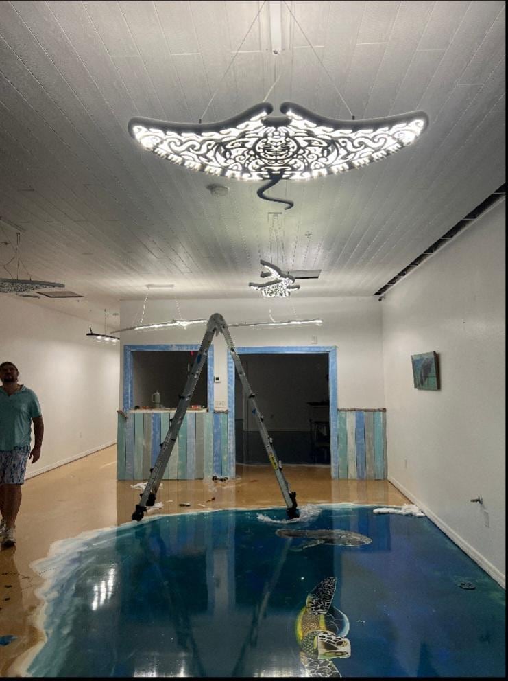 Manta Ray Ceiling Light – Ocean Spirit LED Sculpture (40 inches)