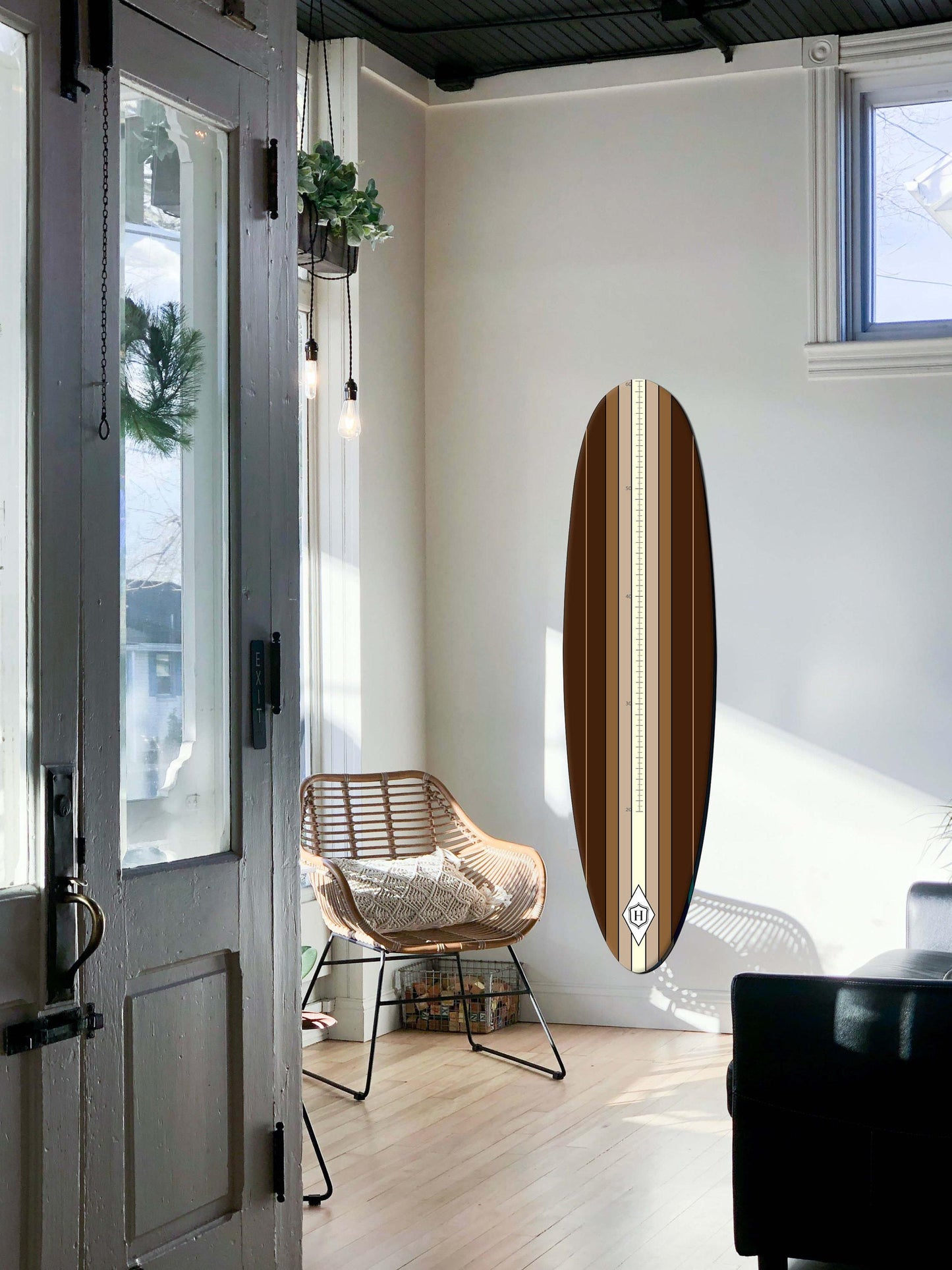 Surfboard Growth Chart: Wooden Kids Height Tracker, Surfing Decor