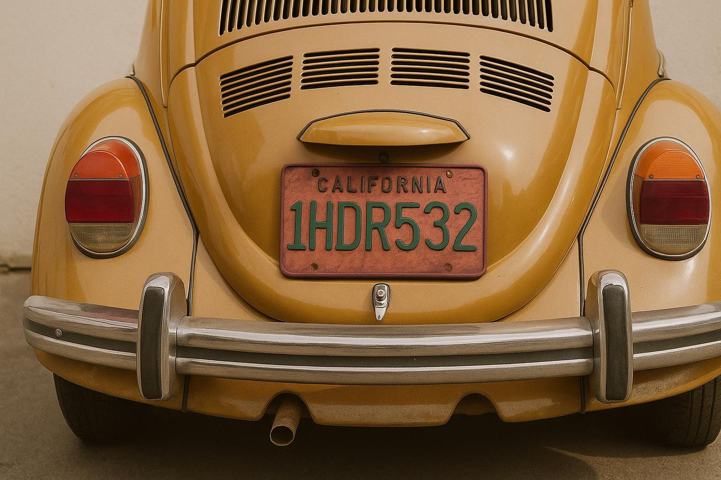 Surfboard Mirror – Vintage Car Trunk Style with Pink California Plate – Retro Surf Wall Decor