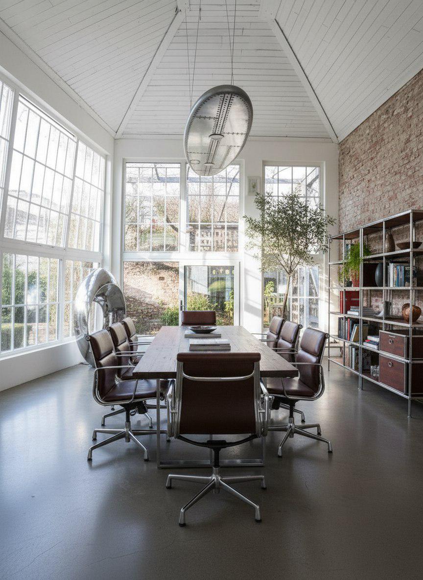 Surfboard shaped ceiling chandelier, covered with liquid aluminum, a ceiling lamp for billiards