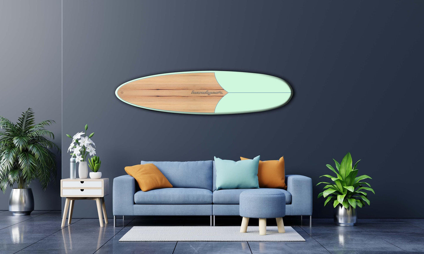 Wooden Surfboard Wall Art: Nautical Coastal Decor (40 inch)