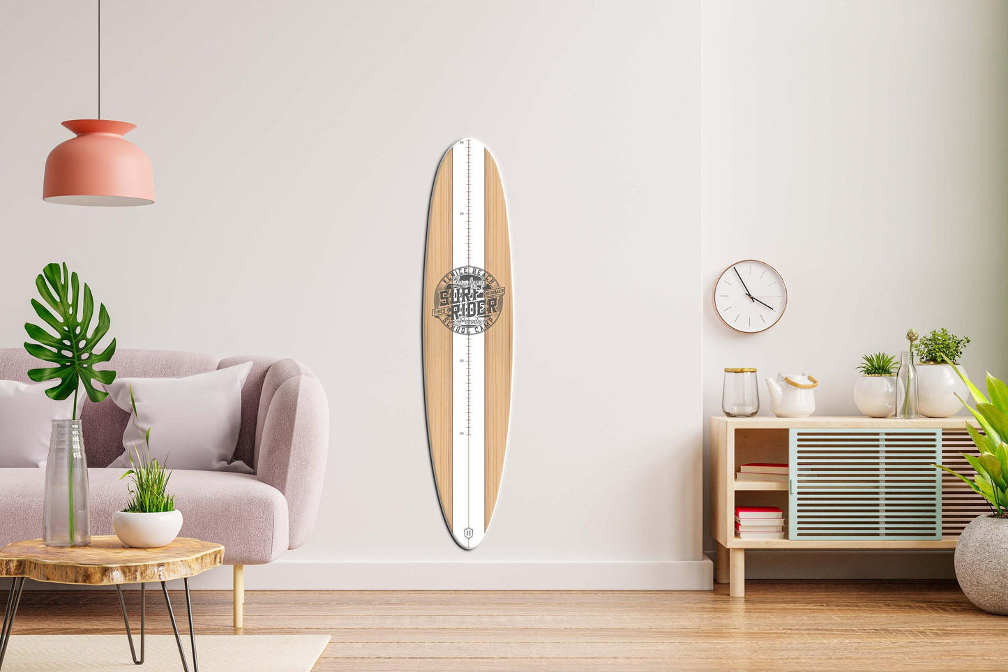 Surfboard Growth Chart: Wooden Kids Height Tracker, Neutral Nursery Decor