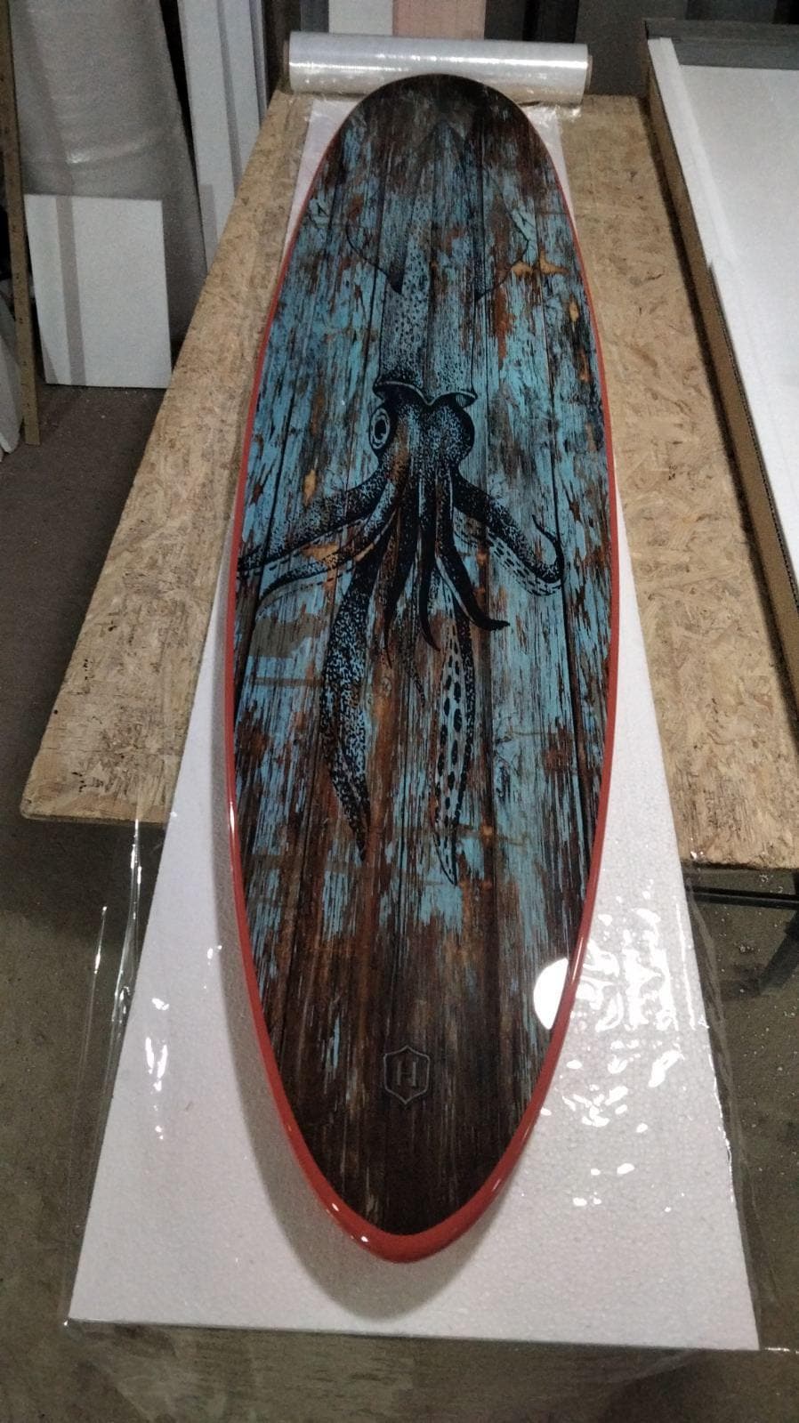 Squid Design Surfboard wall art  – Indoor/Outdoor Surfboard Sign