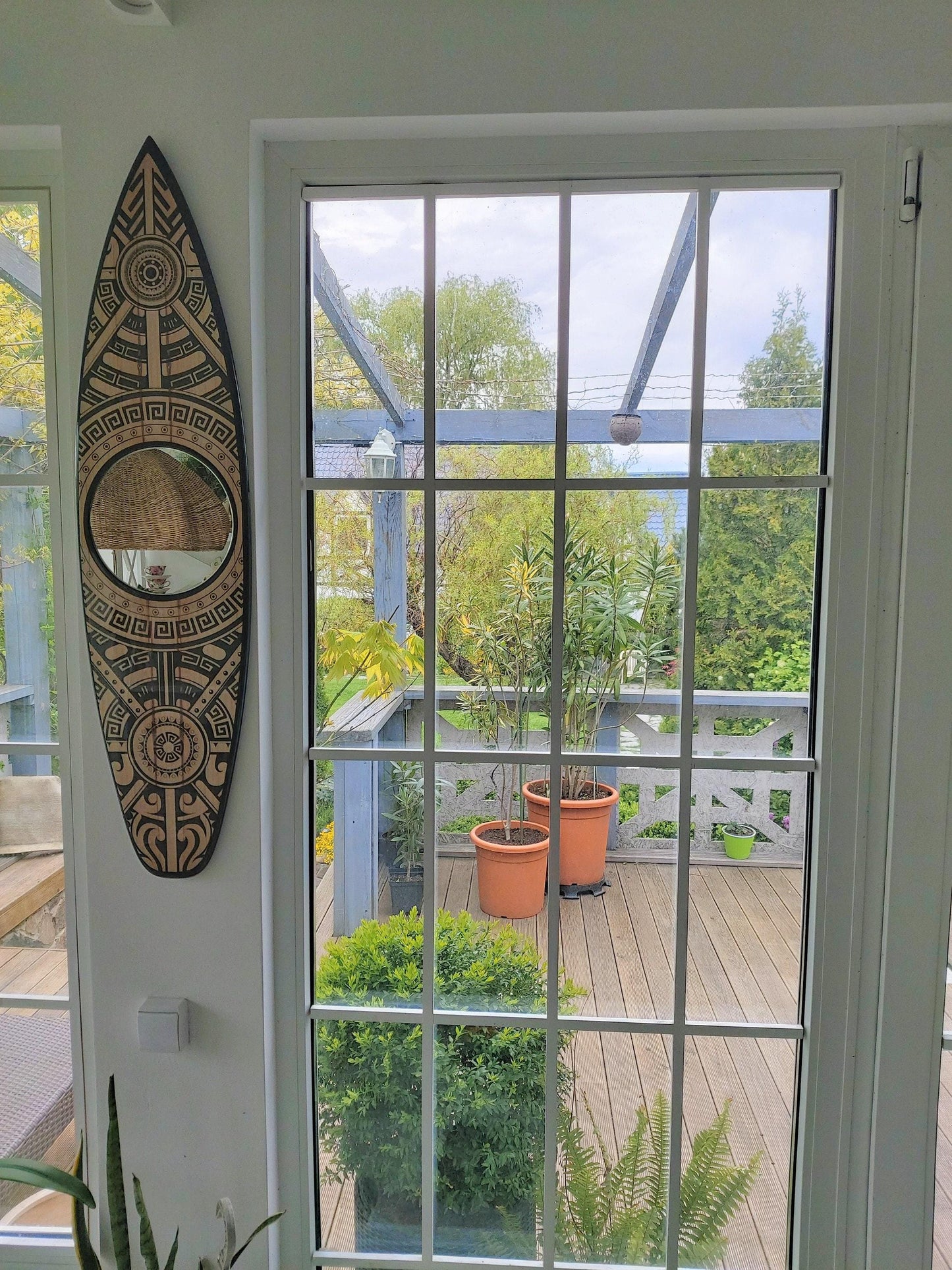 Surfboard Mirror Wall Art: Beach Decor, Surfing Gift (100cm)