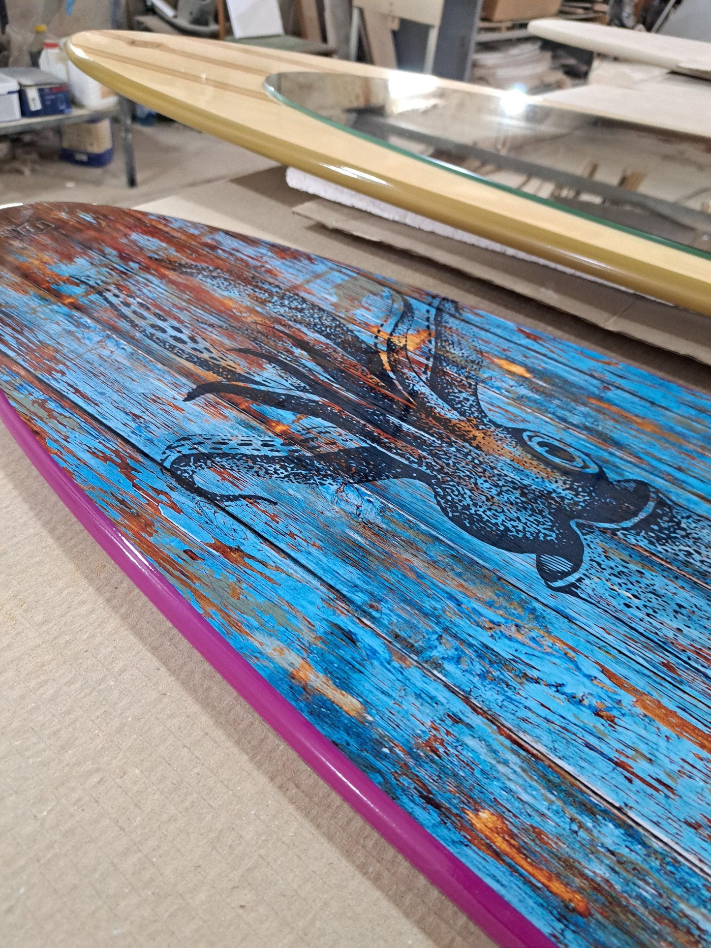 Squid Design Surfboard wall art  – Indoor/Outdoor Surfboard Sign