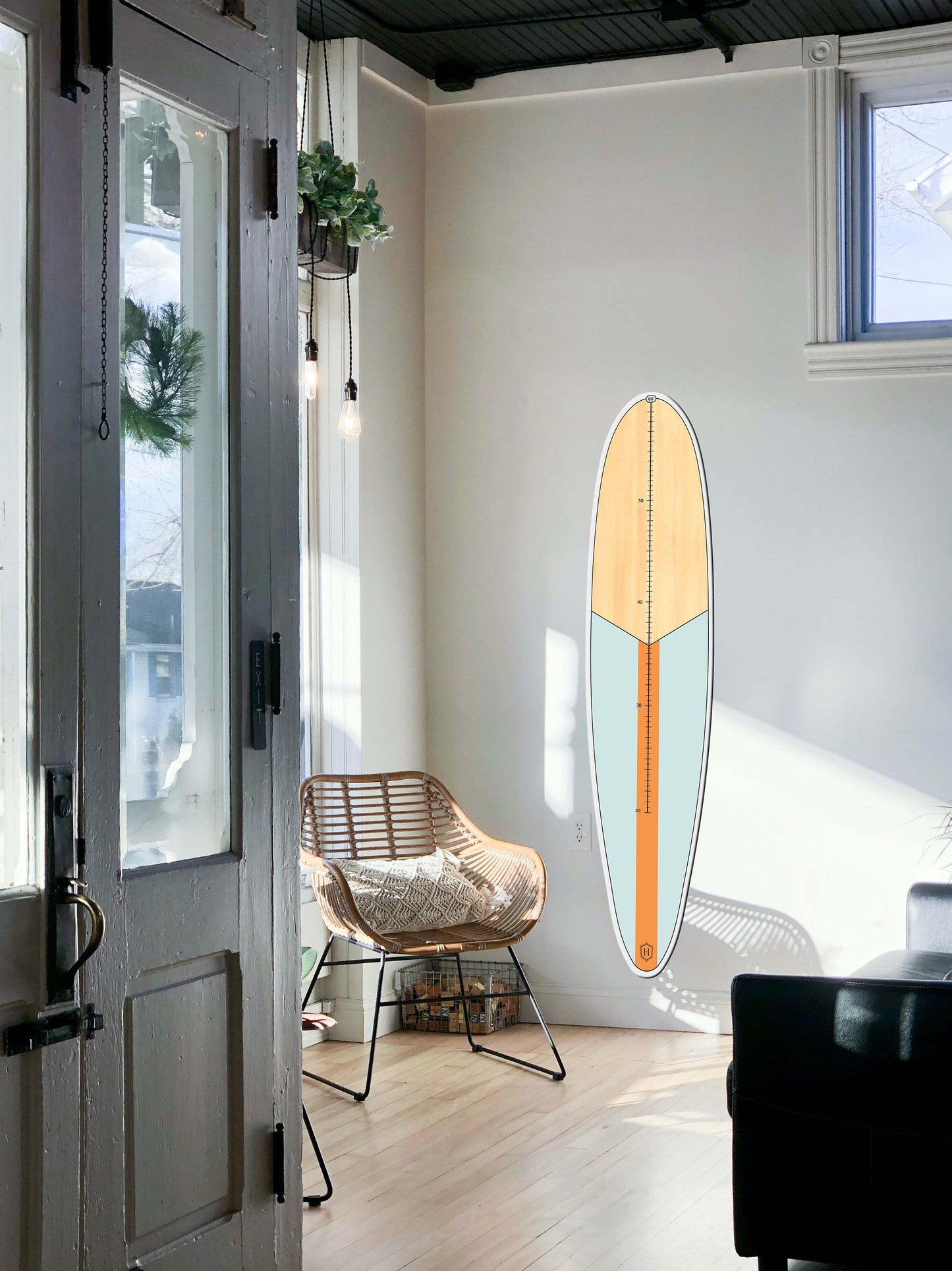 Surfboard Growth Chart: Wooden Kids Height Tracker, Neutral Nursery Decor