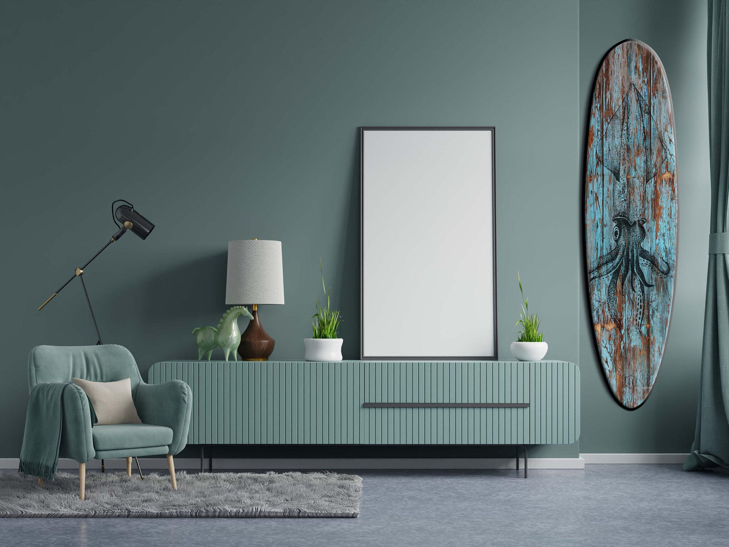 Squid Design Surfboard wall art  – Indoor/Outdoor Surfboard Sign