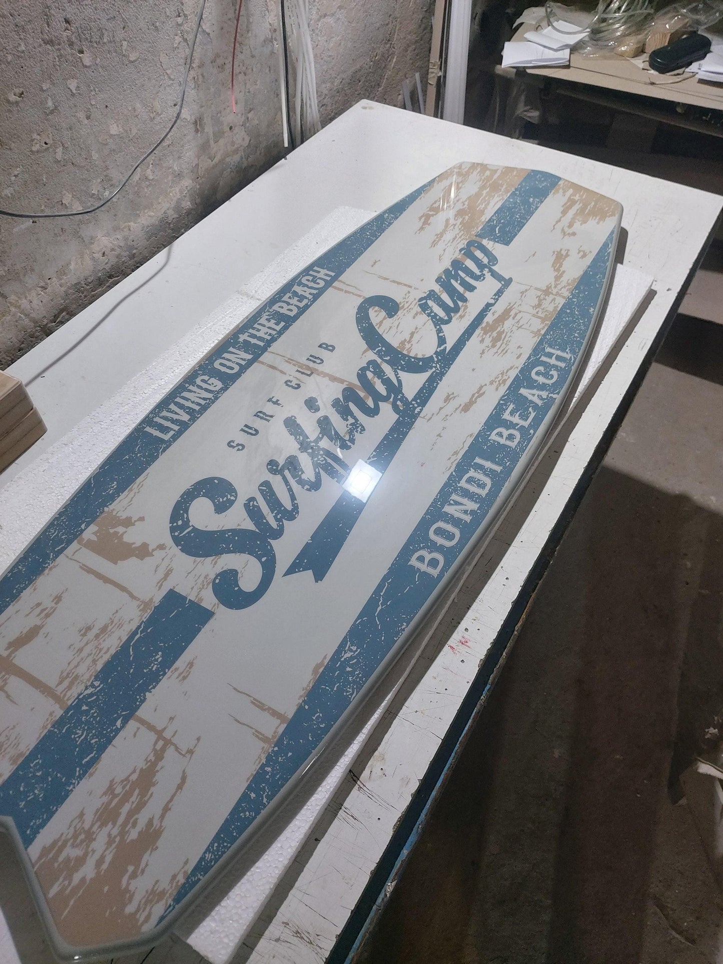 Surfboard Coffee Table: Beach Bar Decor, Surfing Camp Art