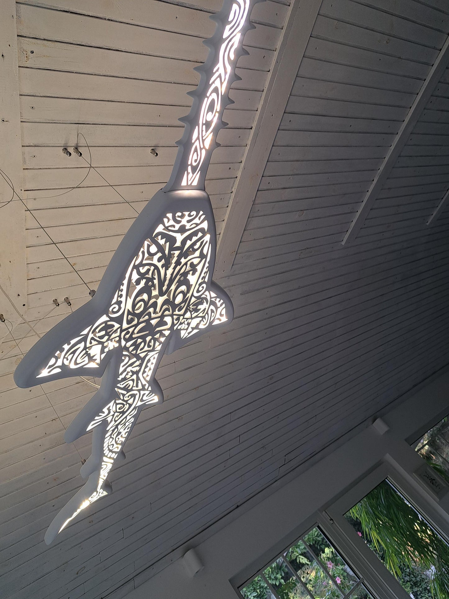 Sawfish Wall Lamp – Maori Pattern Ocean Decor