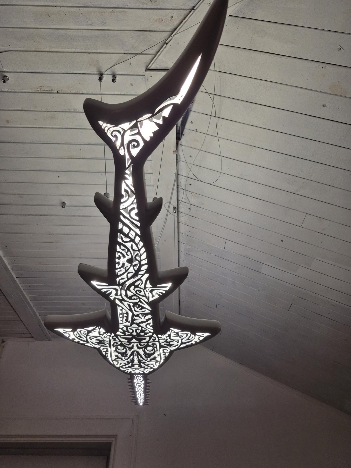Sawfish Wall Lamp – Maori Pattern Ocean Decor
