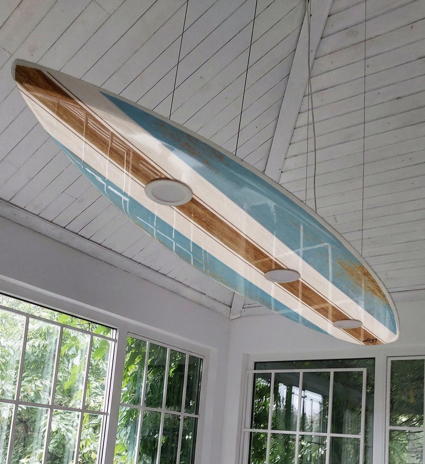 Surfboard Billiard Light – Coastal Beach House Bar Ceiling Lamp
