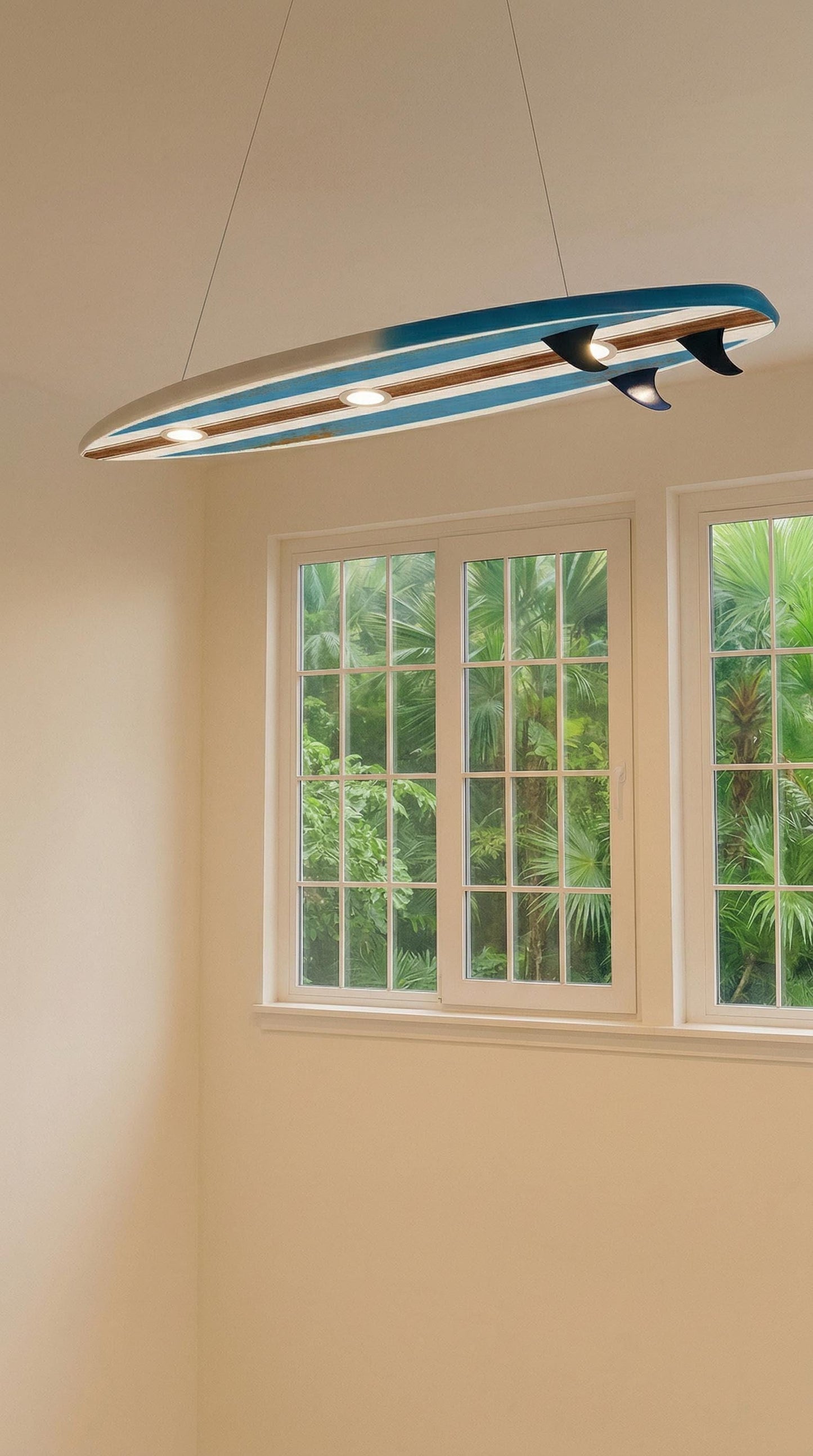 Surfboard Billiard Light – Coastal Beach House Bar Ceiling Lamp