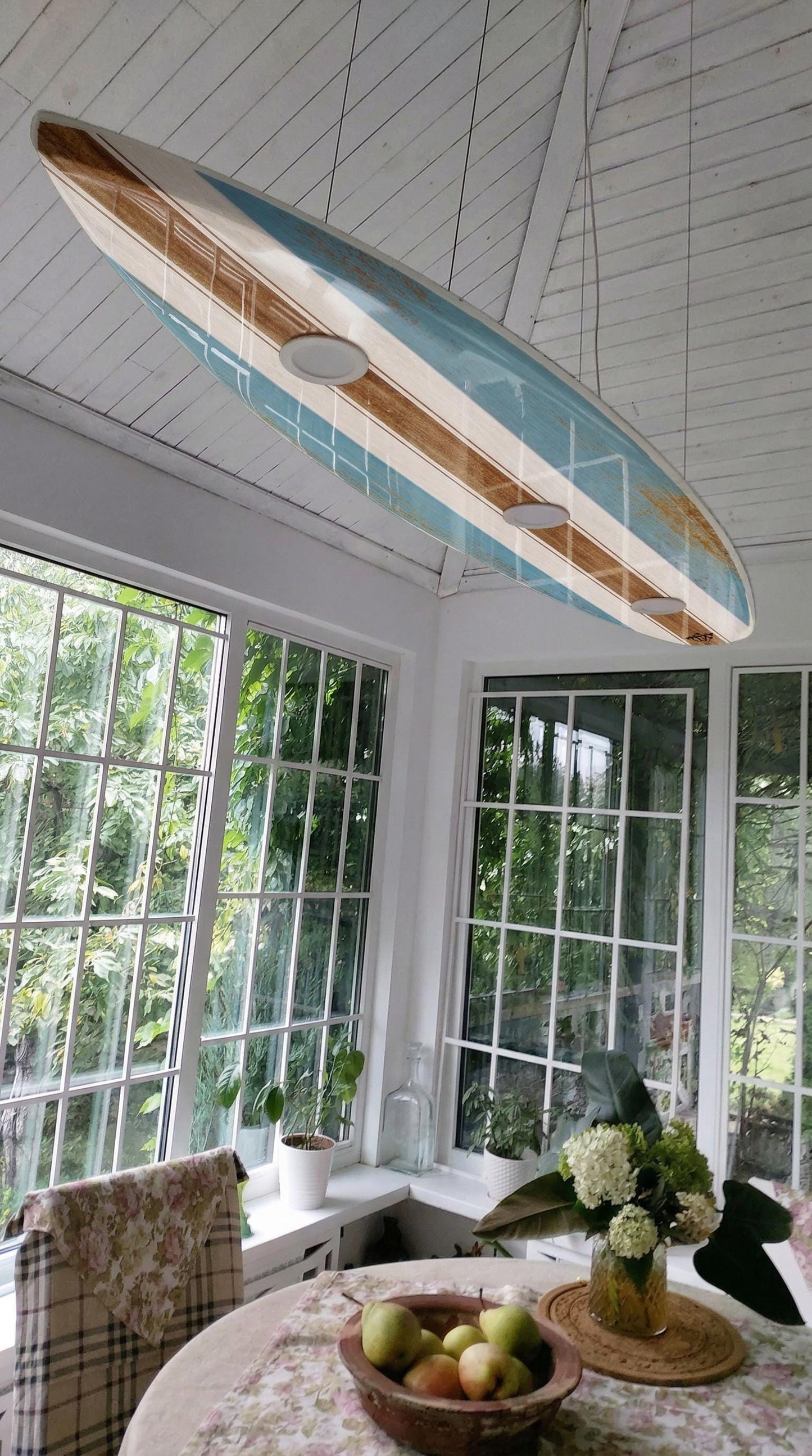 Surfboard Billiard Light – Coastal Beach House Bar Ceiling Lamp