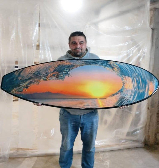 Surfboard-shaped LED wall light SUNSET.