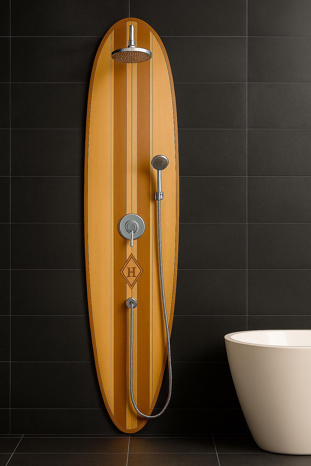 Handmade Surfboard Shower Panel – Coastal Bathroom Decor
