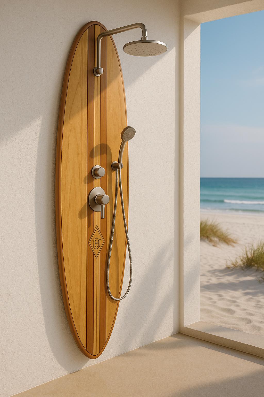 Handmade Surfboard Shower Panel – Coastal Bathroom Decor