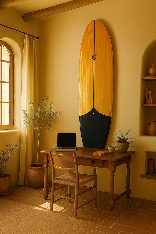 Vintage Wooden Surfboard Wall Art: 1960s Coastal Beach House Decor