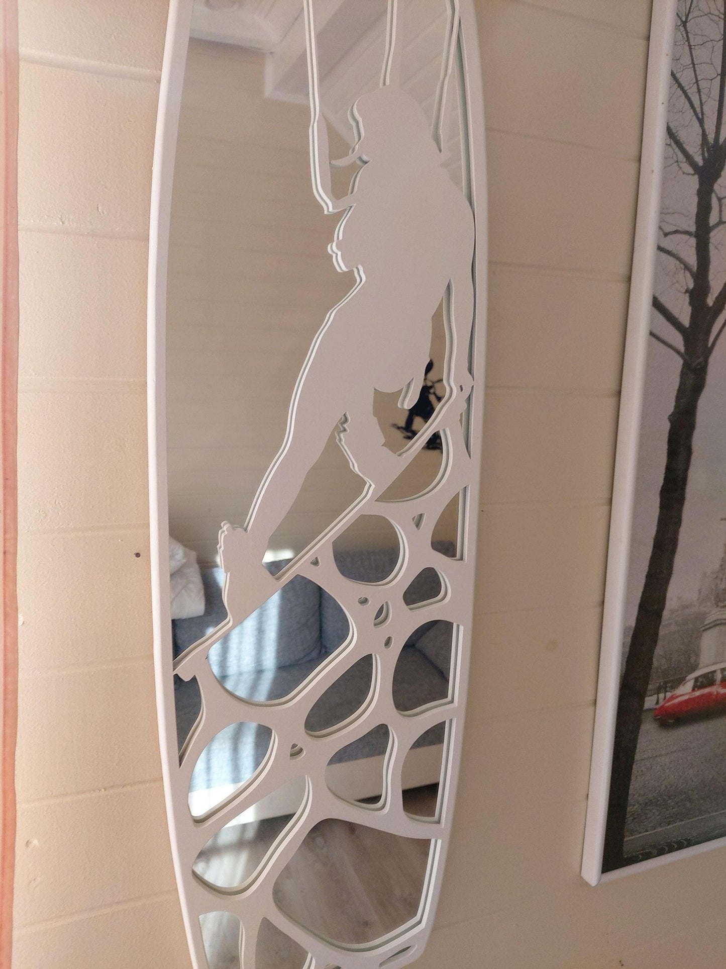 Surfboard Mirror – Large Coastal Wall Mirror for Bathroom or Beach House Decor