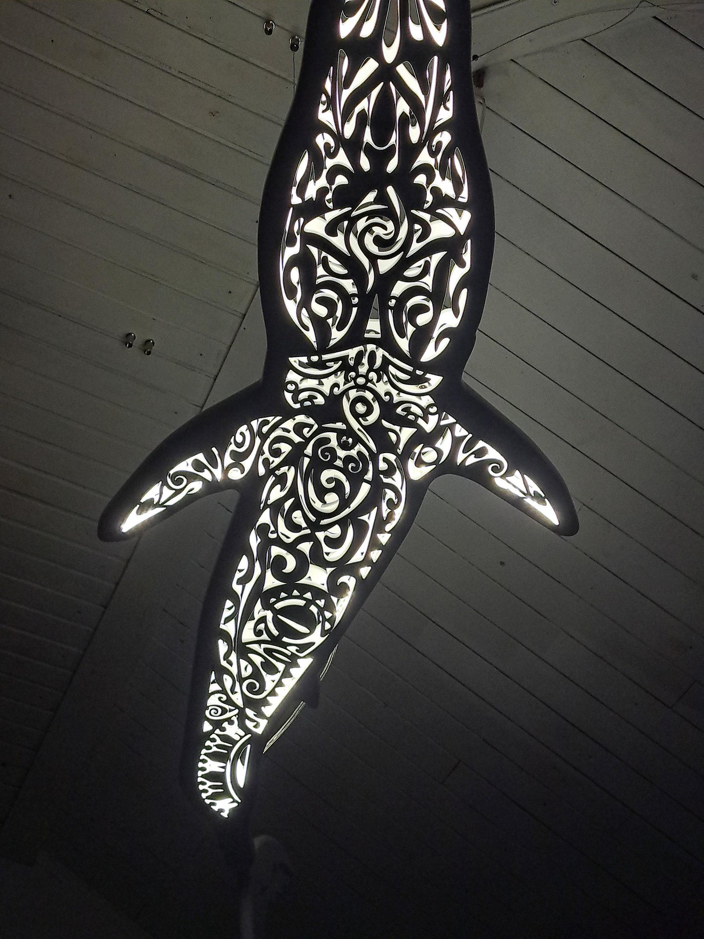 Мako shark ceiling chandelier in Maori surf style