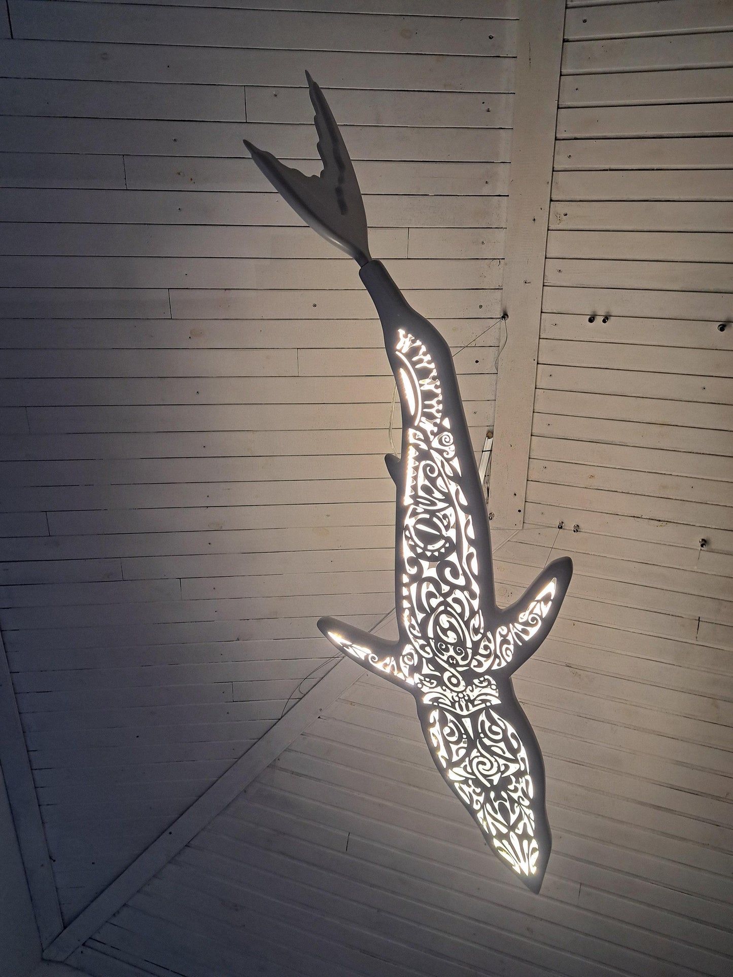 Мako shark ceiling chandelier in Maori surf style