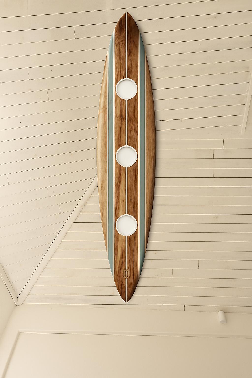 Surfboard Pool Table Light – Vintage Coastal Pendant Lamp for Game Room and Bar