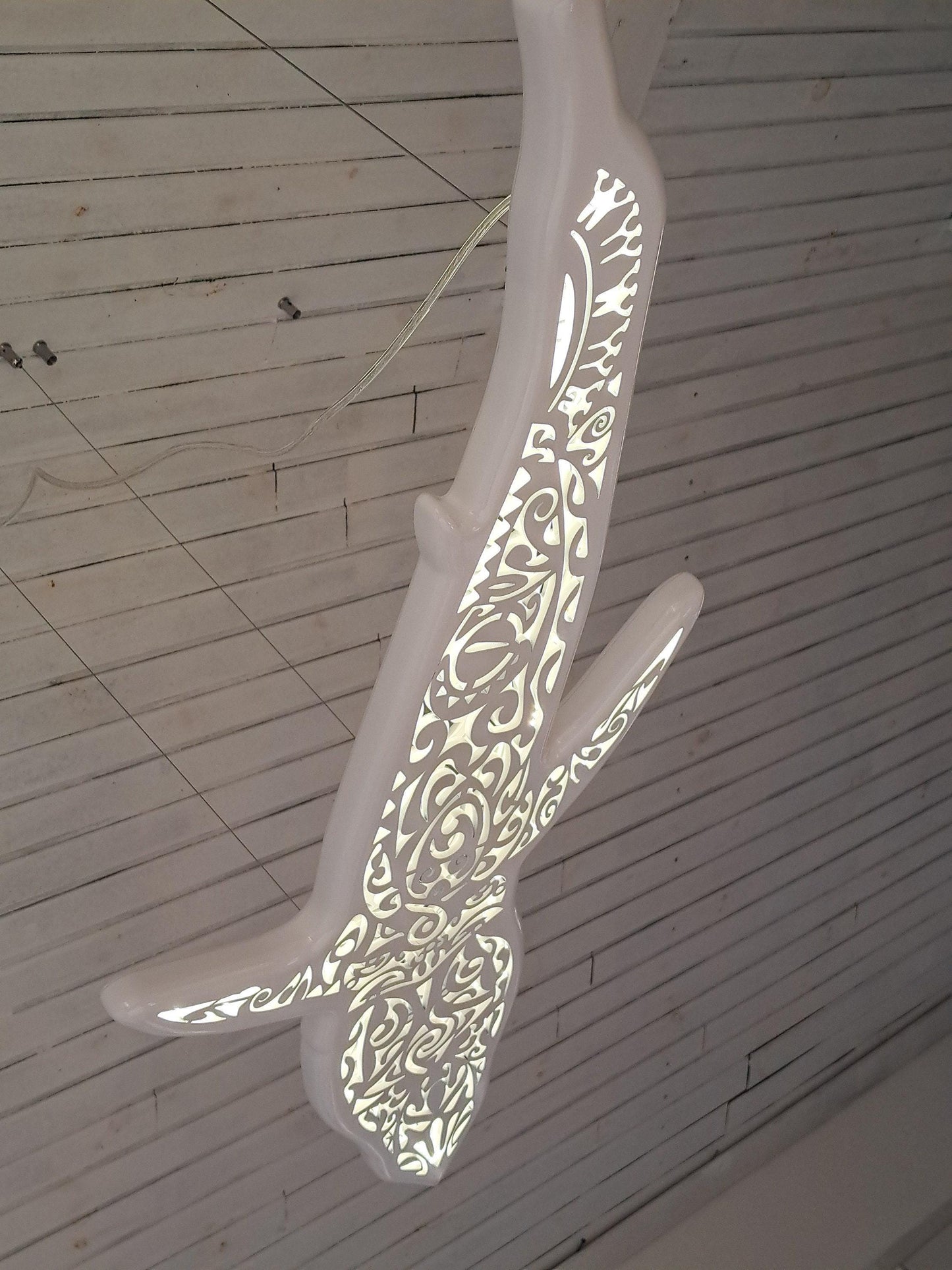 Мako shark ceiling chandelier in Maori surf style