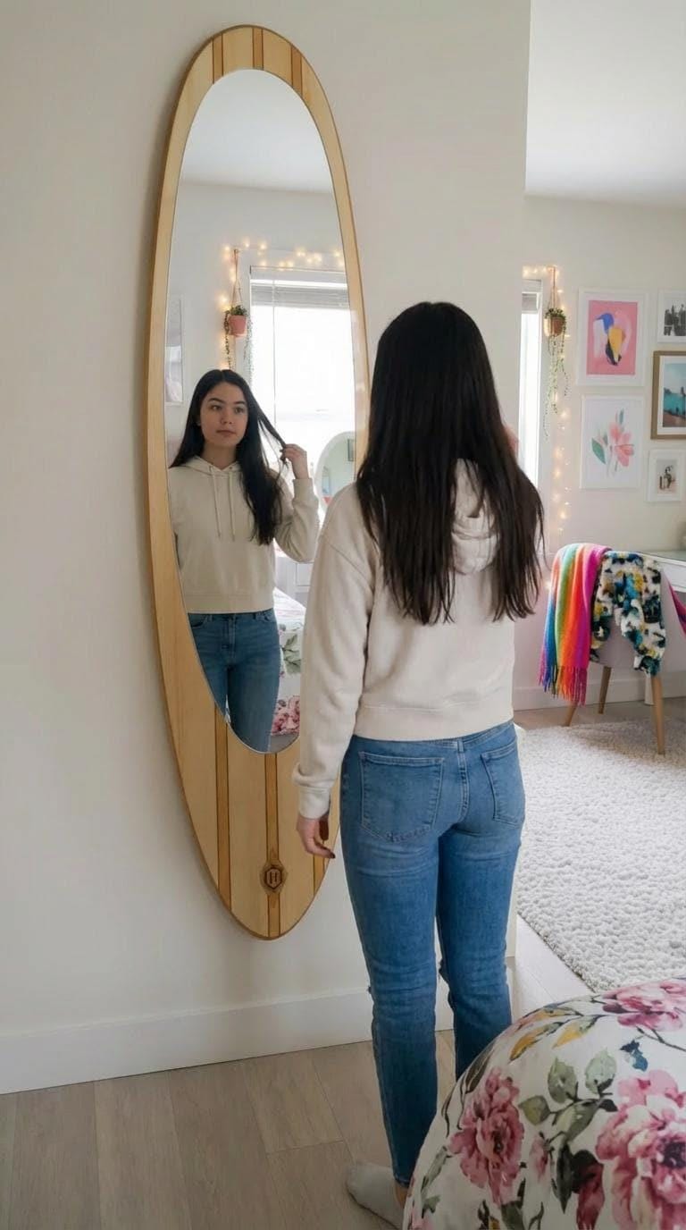 Surfboard Mirror - Coastal Beach House Wall Decor