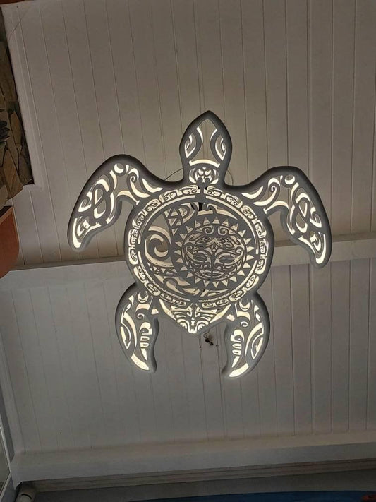 Turtle Ceiling Light – Handcrafted Ocean-Inspired Chandelier – Surf Style Coastal Decor – LED Sea Turtle Lamp