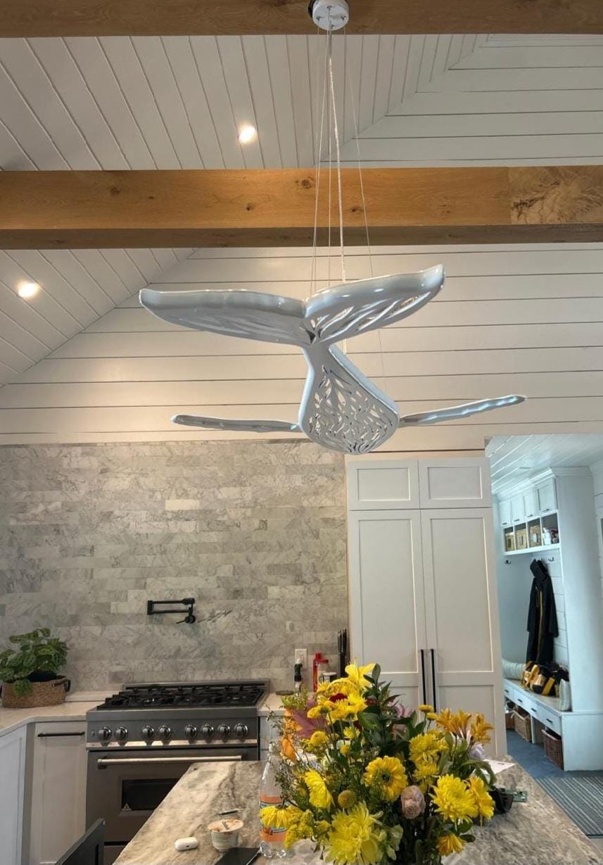 Whale LED Ceiling Chandelier 40 Inch – Ocean Light for Coastal Homes