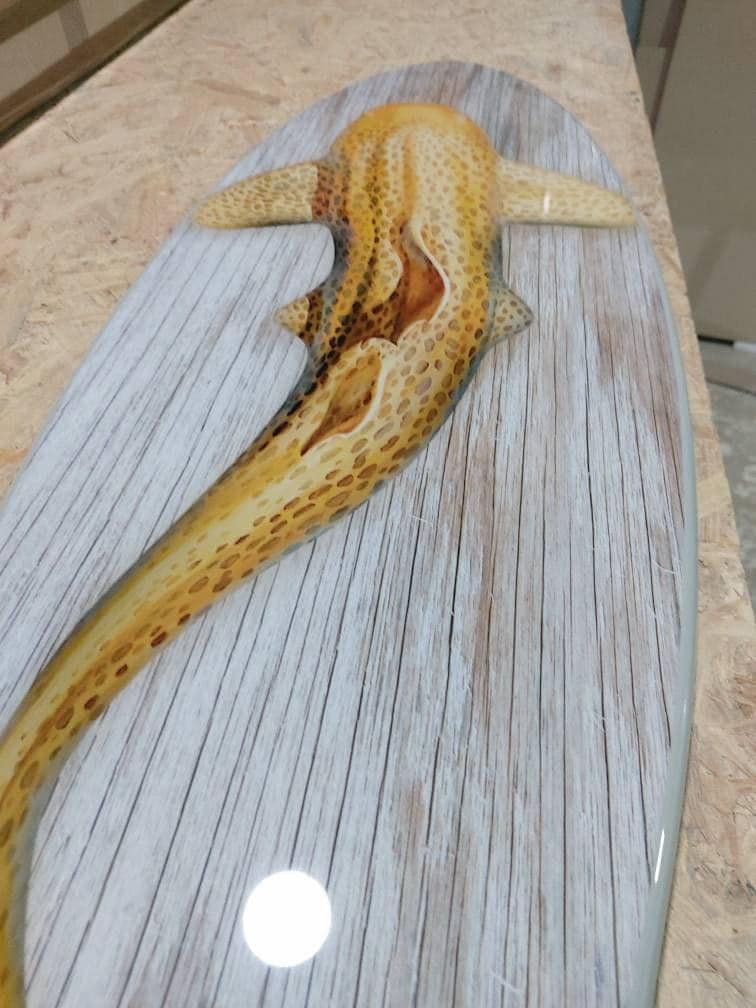 Leopard Shark Surfboard Wall Art – Beach & Nautical Decor – Indoor/Outdoor Wood Sign