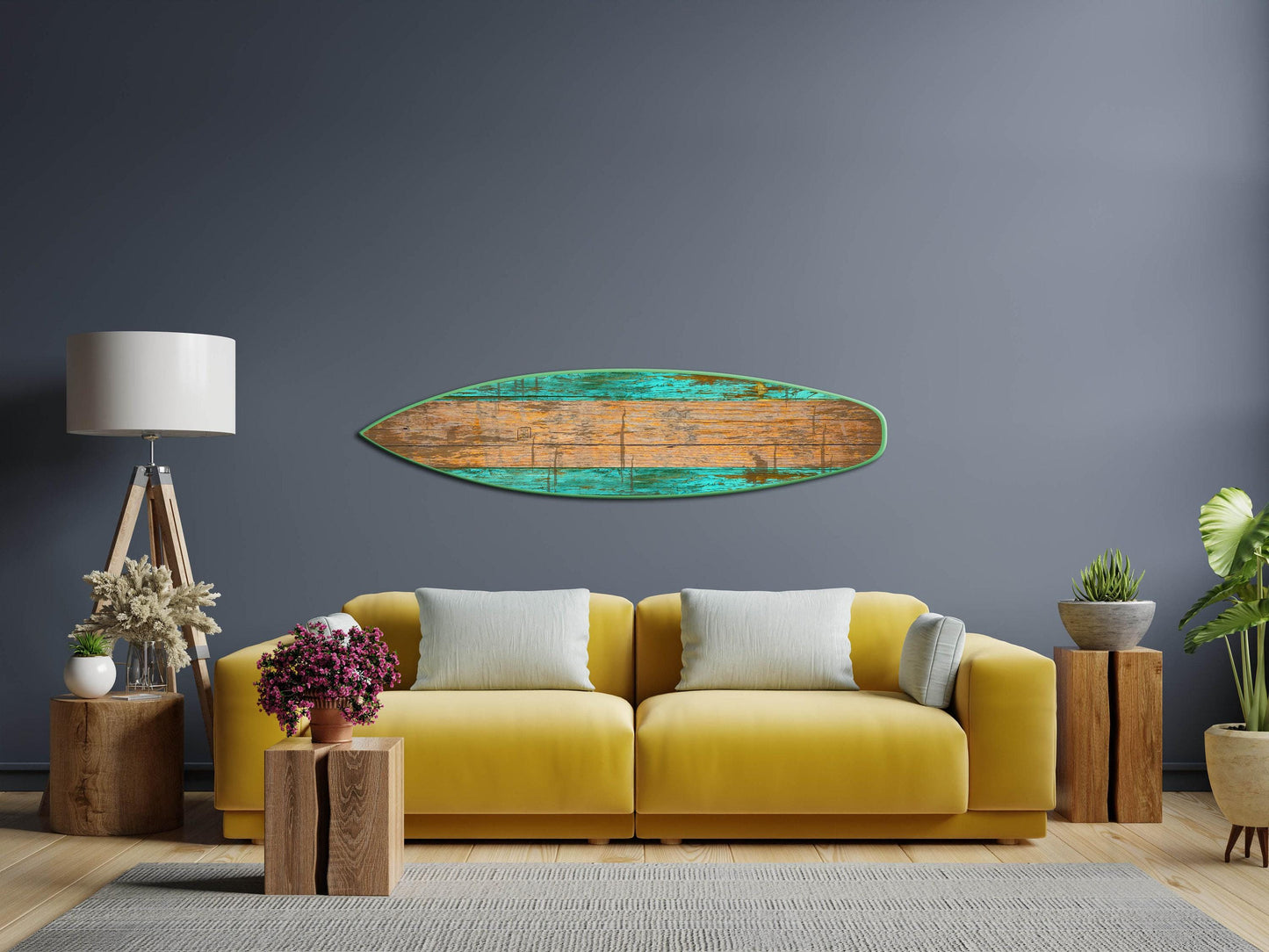 Green Pattern Surfboard Wall Art – Indoor/Outdoor Coastal Decor