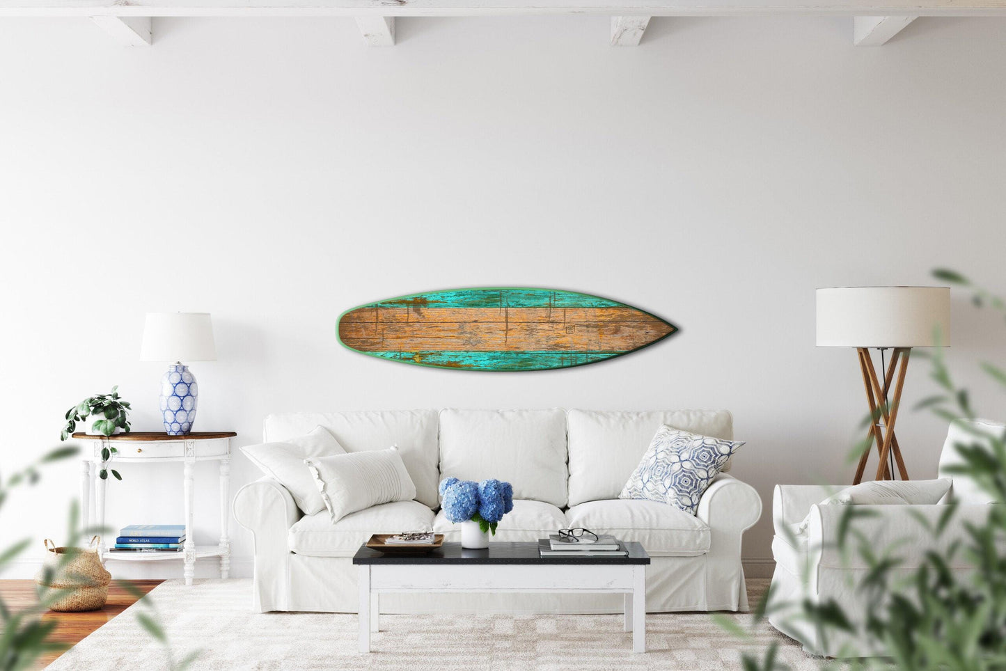 Green Pattern Surfboard Wall Art – Indoor/Outdoor Coastal Decor