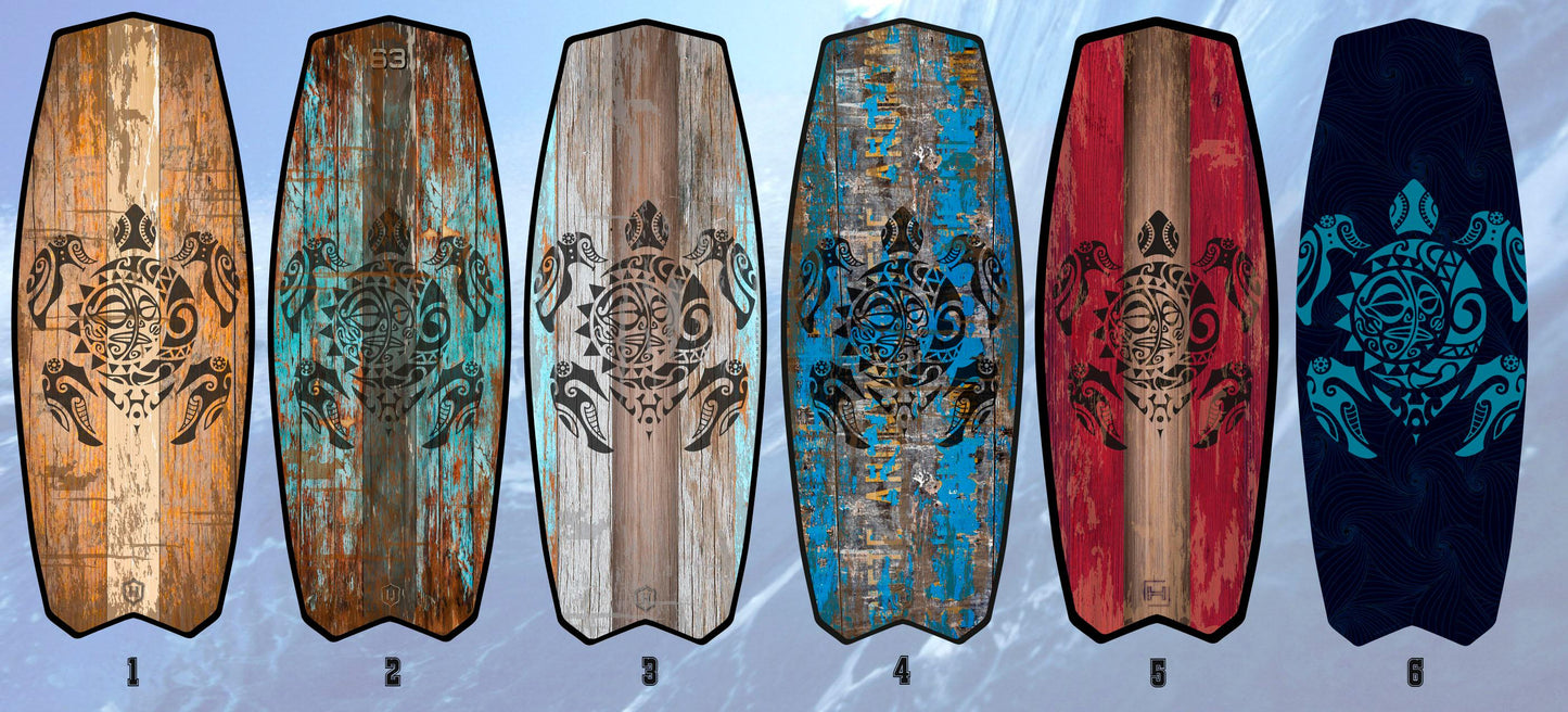 Handmade Surfboard Coffee Table – Ash Wood, Whale Design (150x45 cm)