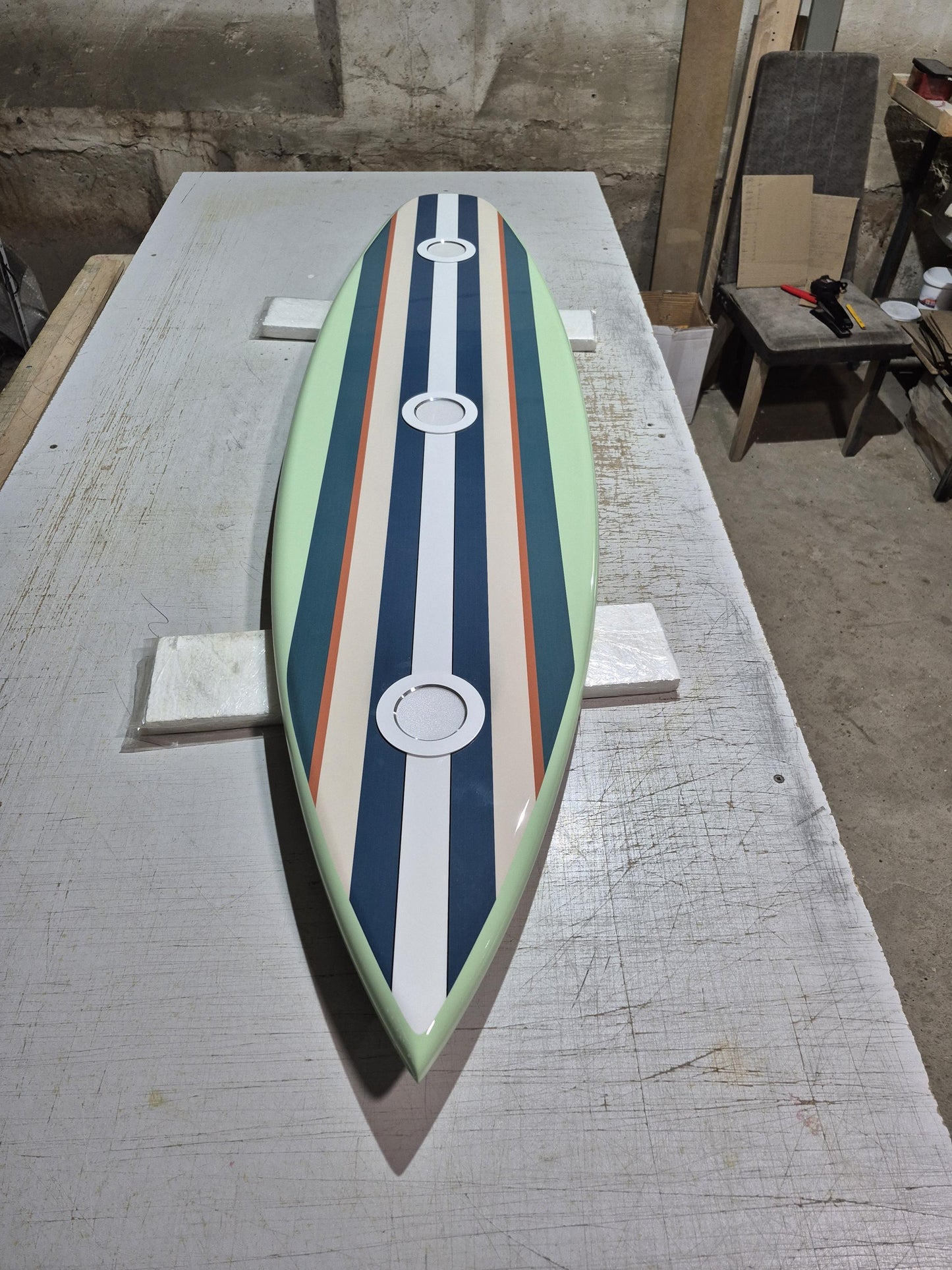 Surfboard shaped ceiling chandelier, Light blue, Pool Billiard Table Light