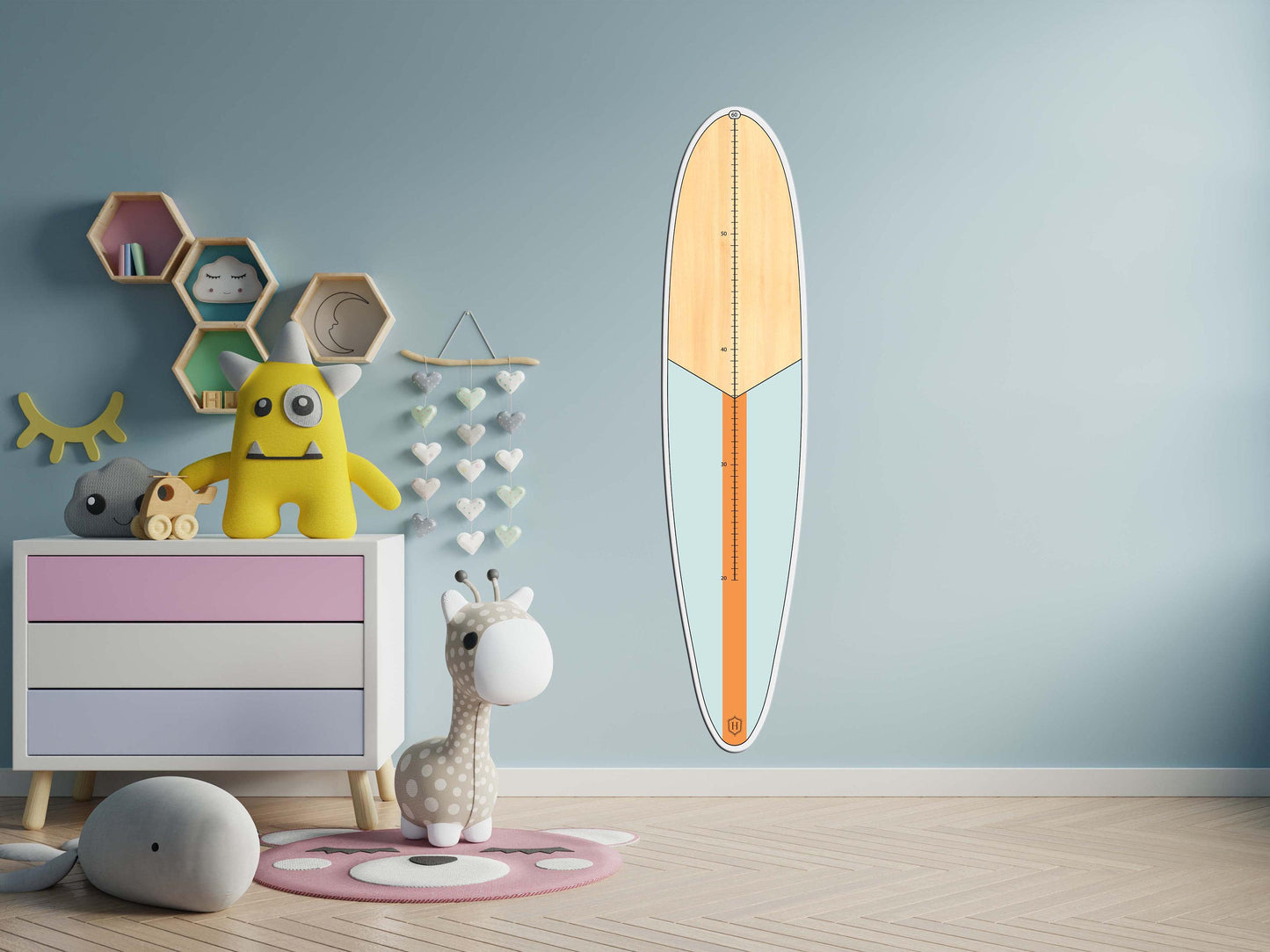 Surfboard Growth Chart: Octopus Nautical Nursery Decor