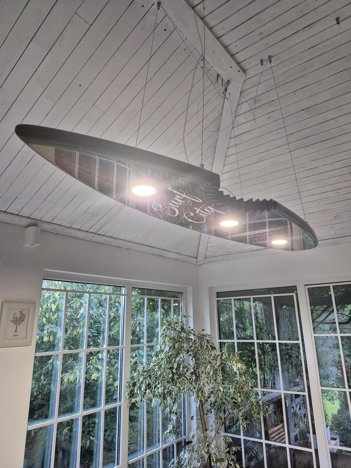 Shark Bite Surfboard Light – LED Billiard Table Pendant | Huntington Beach Surf Decor