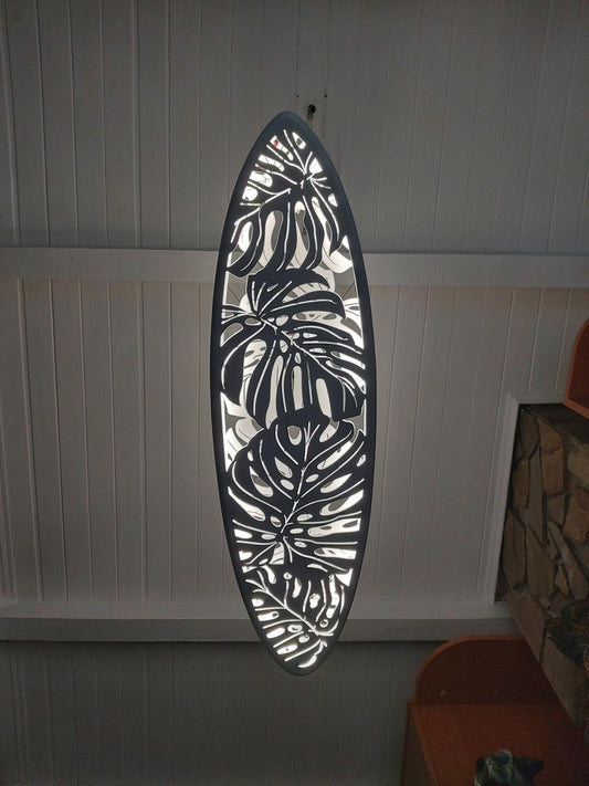 Monstera Surfboard Ceiling Light – Tropical LED Elegance