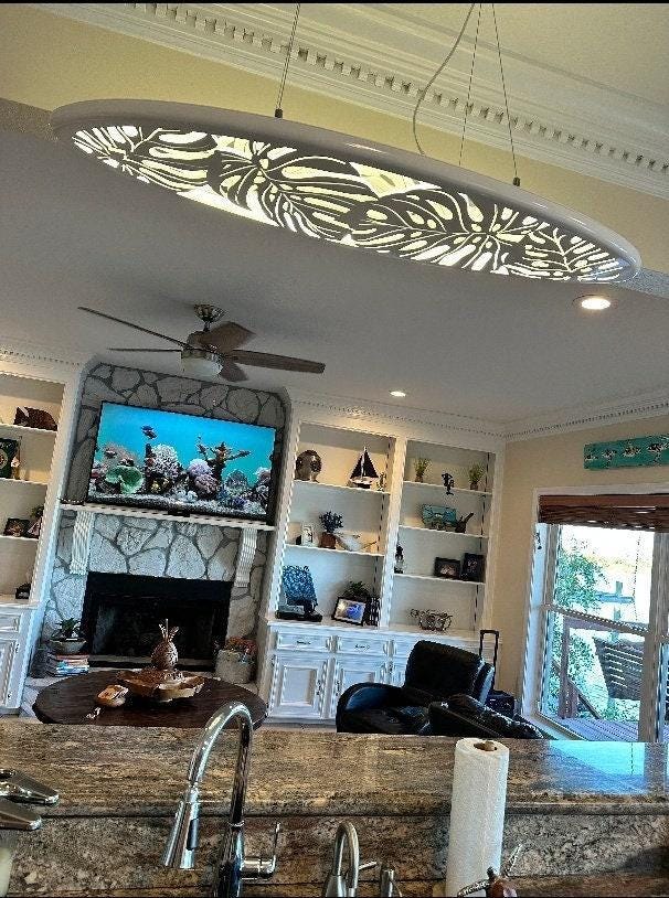 Monstera Surfboard Ceiling Light – Tropical LED Elegance