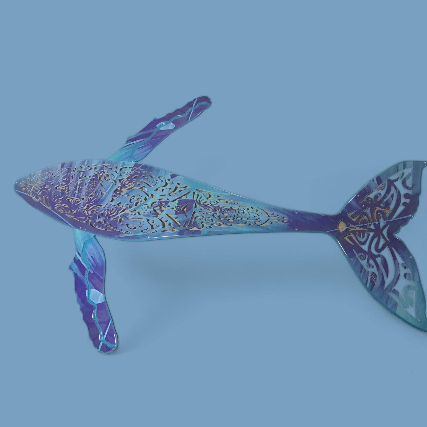 Whale Chandelier – Maori Surfboard Ceiling Lamp – Ocean LED Coastal Decor Light