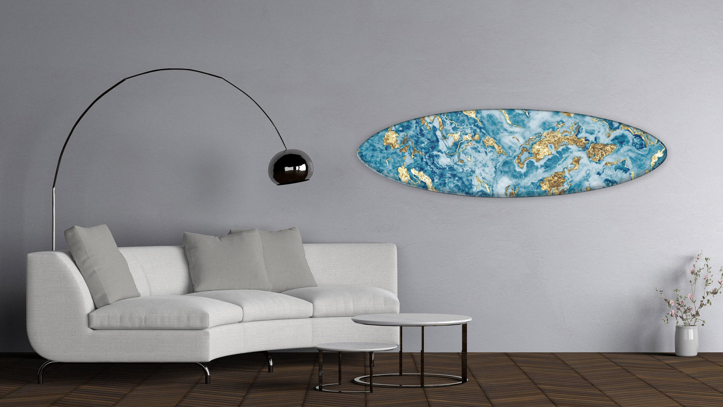 Marble Surfboard Wall Art - Beach Bar Decor