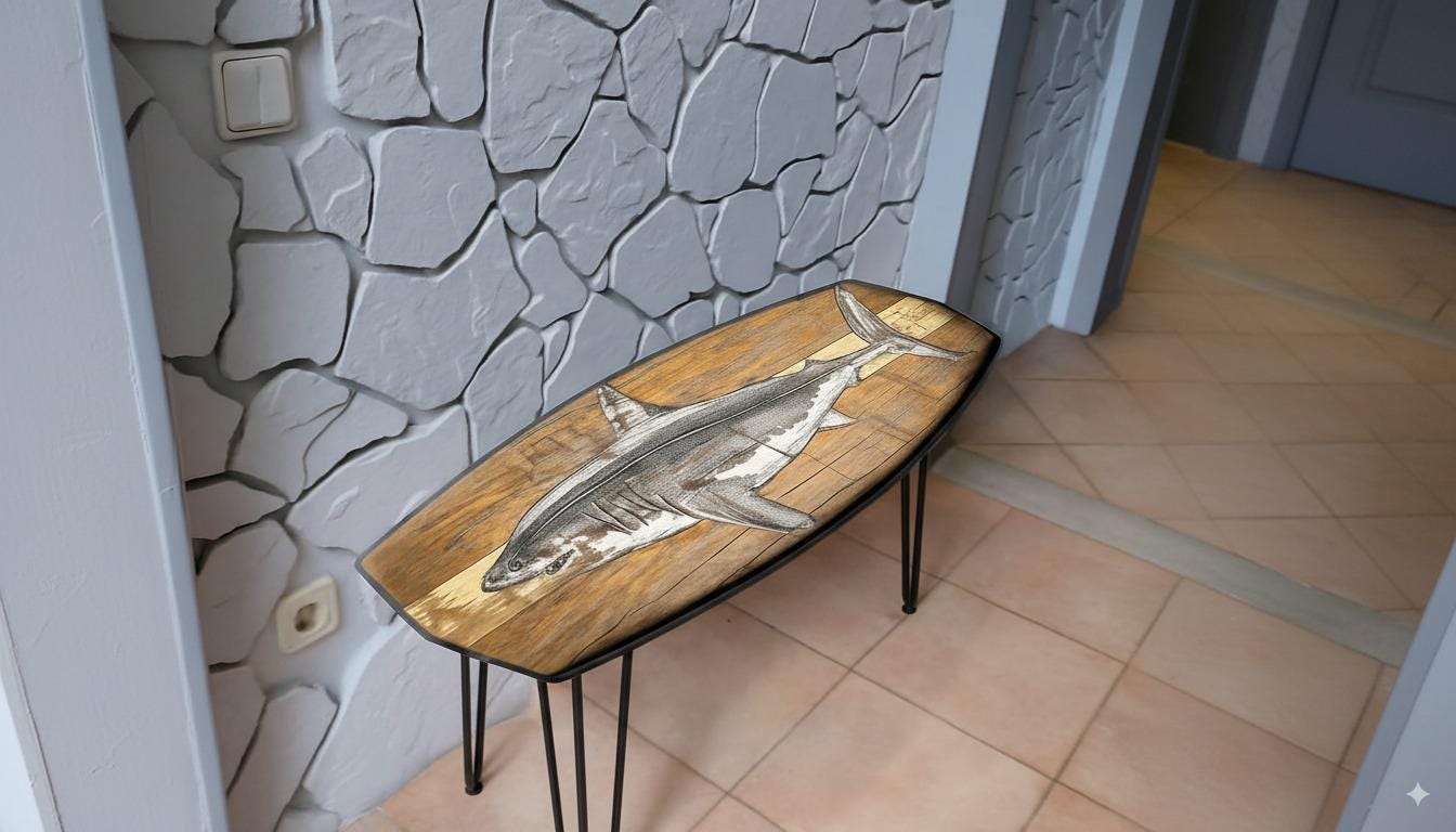 Shark Surfboard Bench – Nautical Vintage Seating