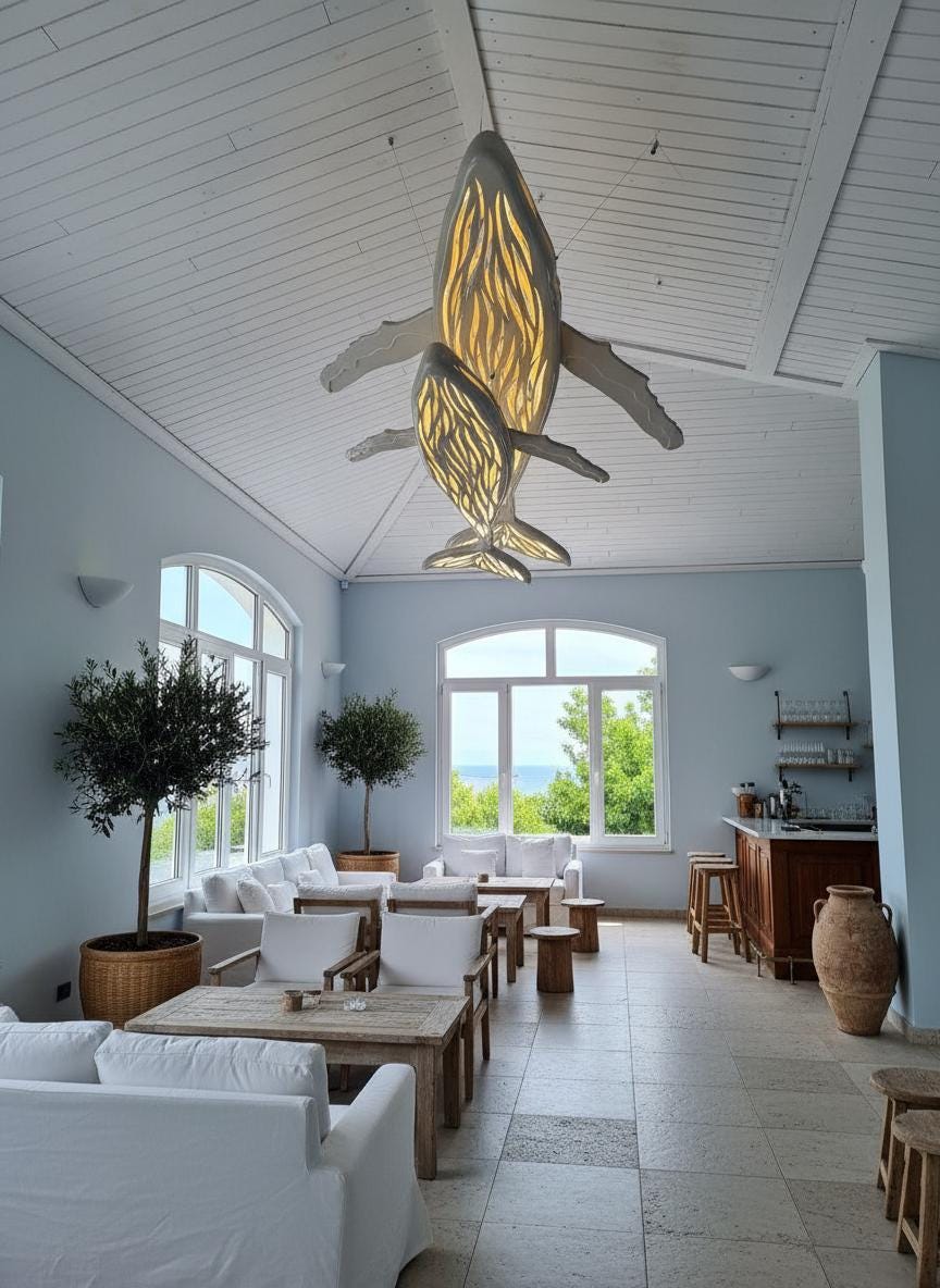 Whale and Baby LED Ceiling Light: 3D Ocean Theme Chandelier