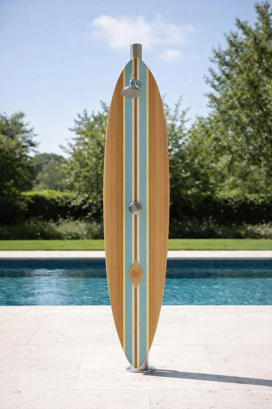 Surfboard Outdoor Shower Panel – Vintage Coastal Garden Wall Shower