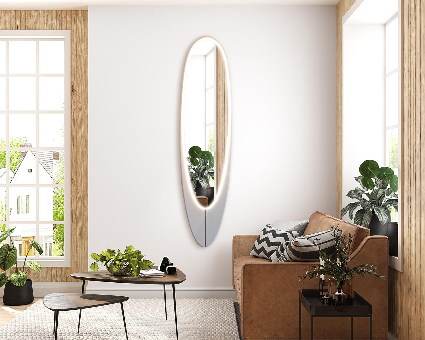 Surf Paradise: Exotic Longboard Mirror with Motion Sensor Light