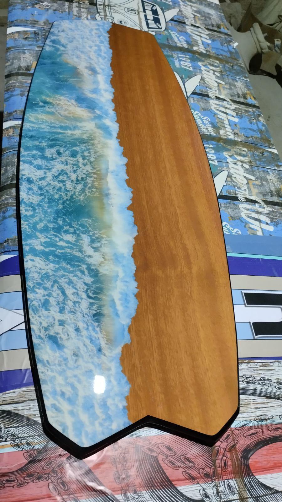 Surfboard Coffee Table: Beach Wave Art, Tropic Bar Decor
