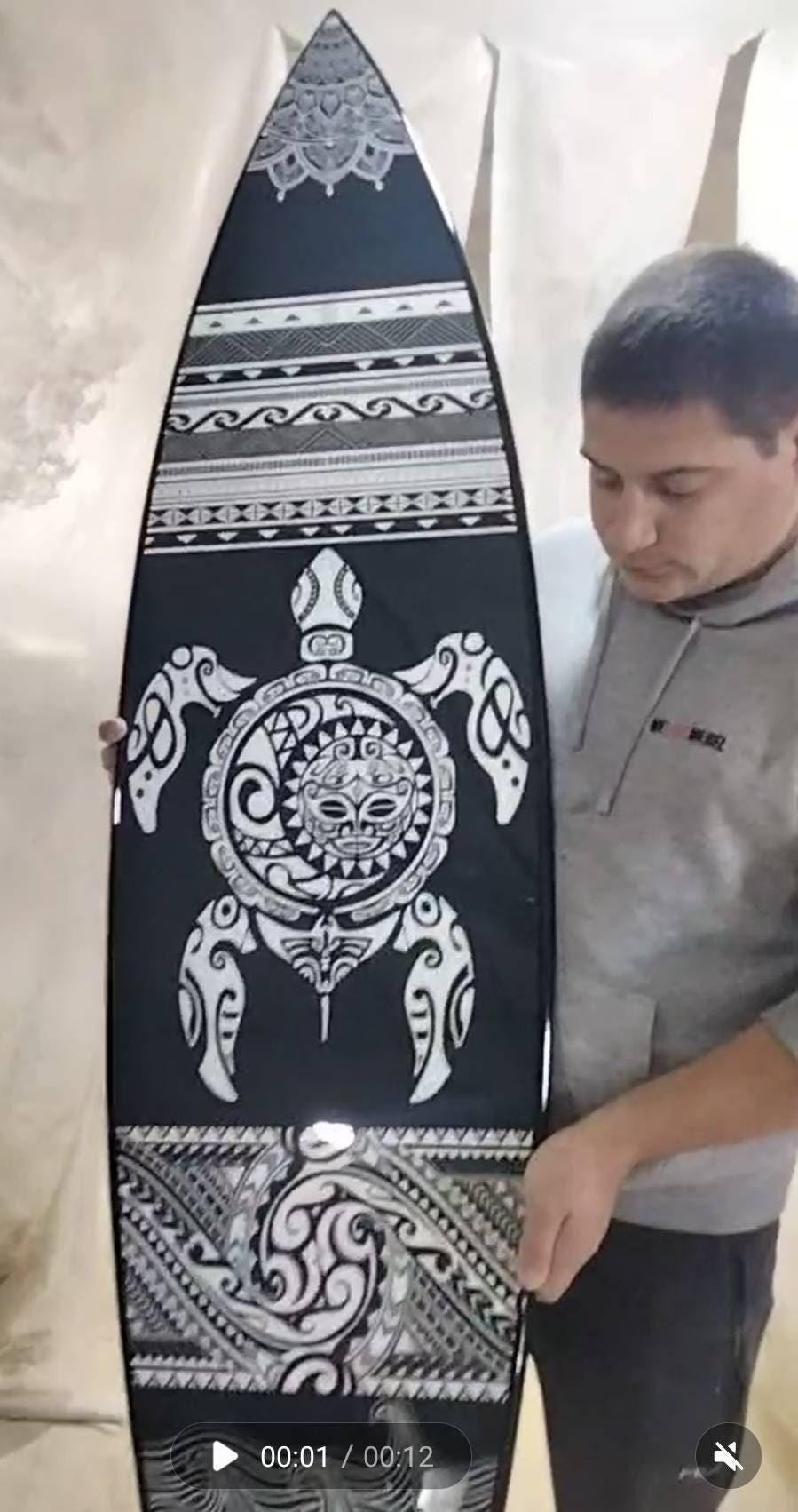 Maori Turtle Surfboard Wall Art – Tribal Coastal Decor for Bar or Home