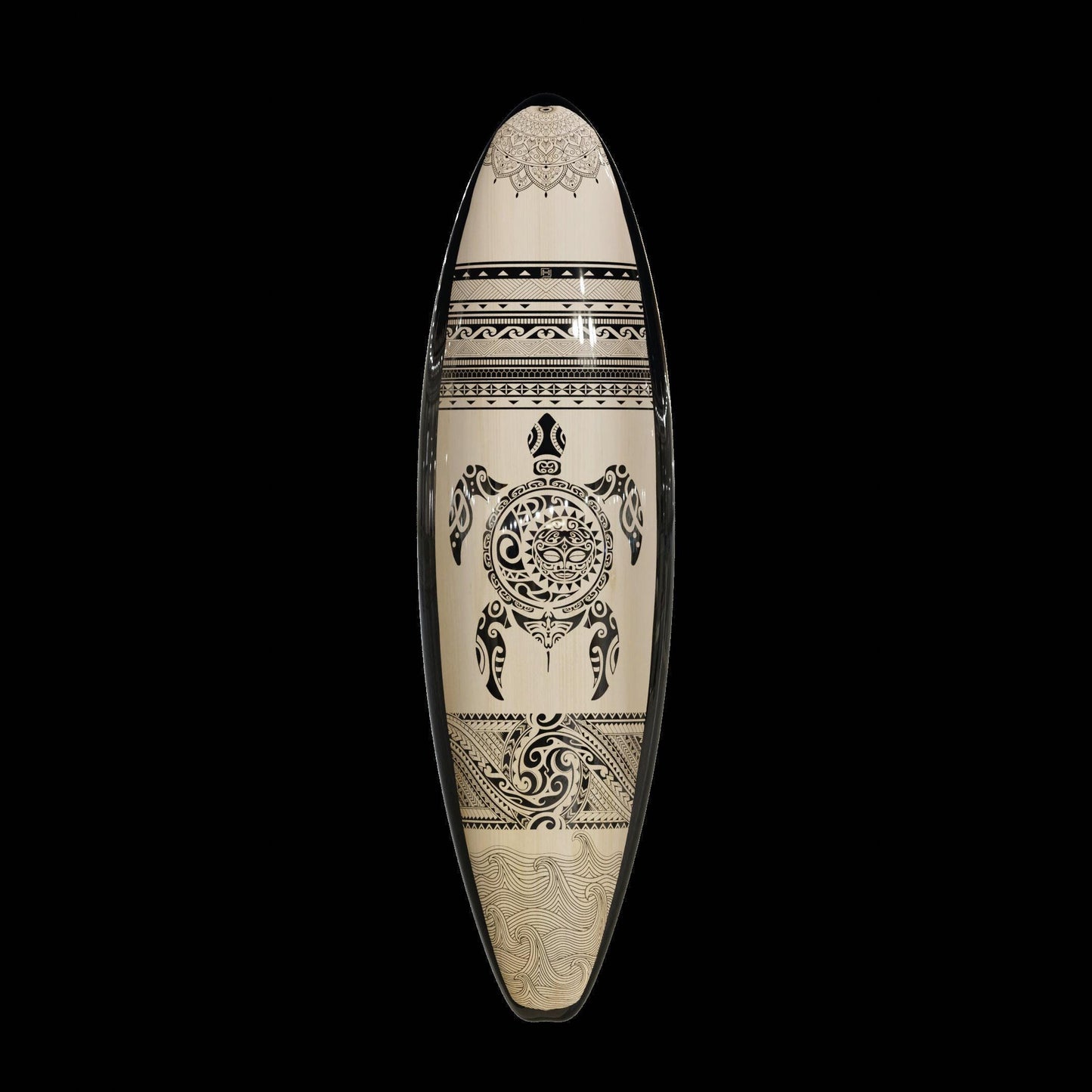 Maori Turtle Surfboard Wall Art – Tribal Coastal Decor for Bar or Home