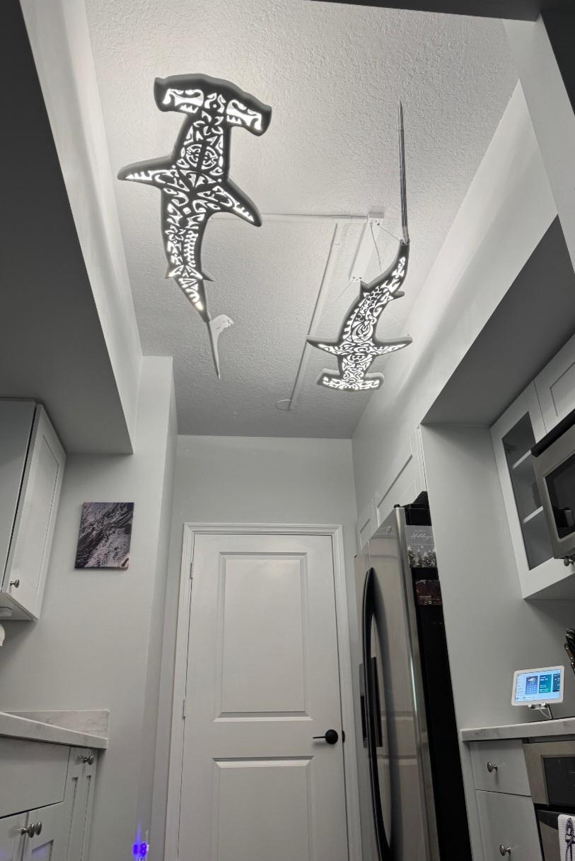 Dancing Sharks LED Ceiling Chandelier – Shark Ocean Statement Light