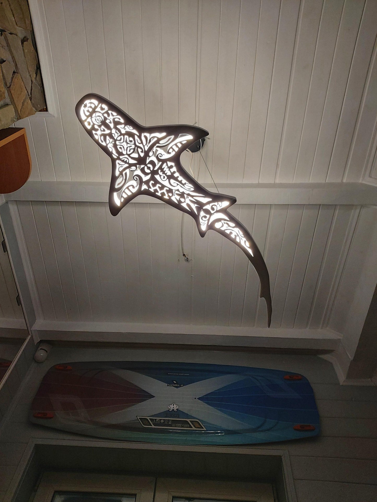 Handcrafted Shark LED Ceiling Light – 50" Ocean Chandelier for Coastal Interiors